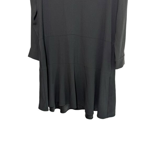 M.M. Lafleur Black Dress Long Sleeve V Neck Size XS Fit Flare Crepe - Picture 4 of 8